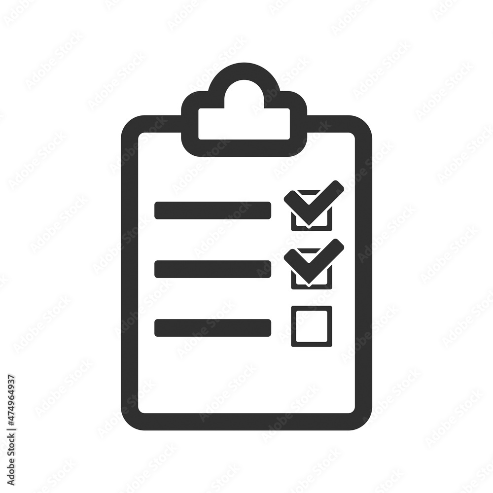 Clipboard with checklist icon, symbol for web site and app design Clipboard with checklist icon, symbol for web site and app design