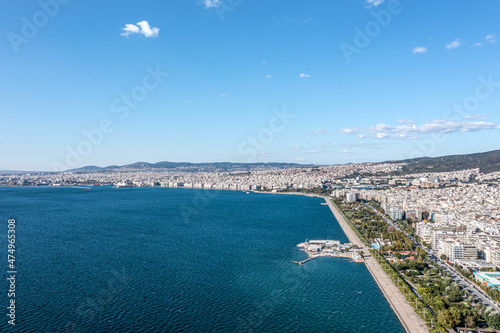 Thessaloniki promenade aerial day view. photo