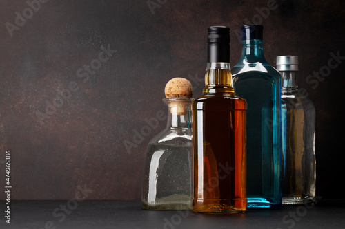 Various hard liquor bottles