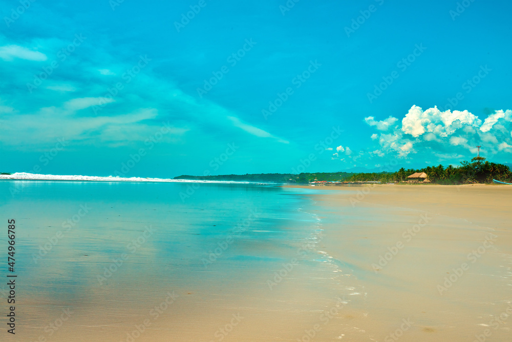 Naklejka premium El Salvador beach El cuco in San Miguel with water reflection Central america