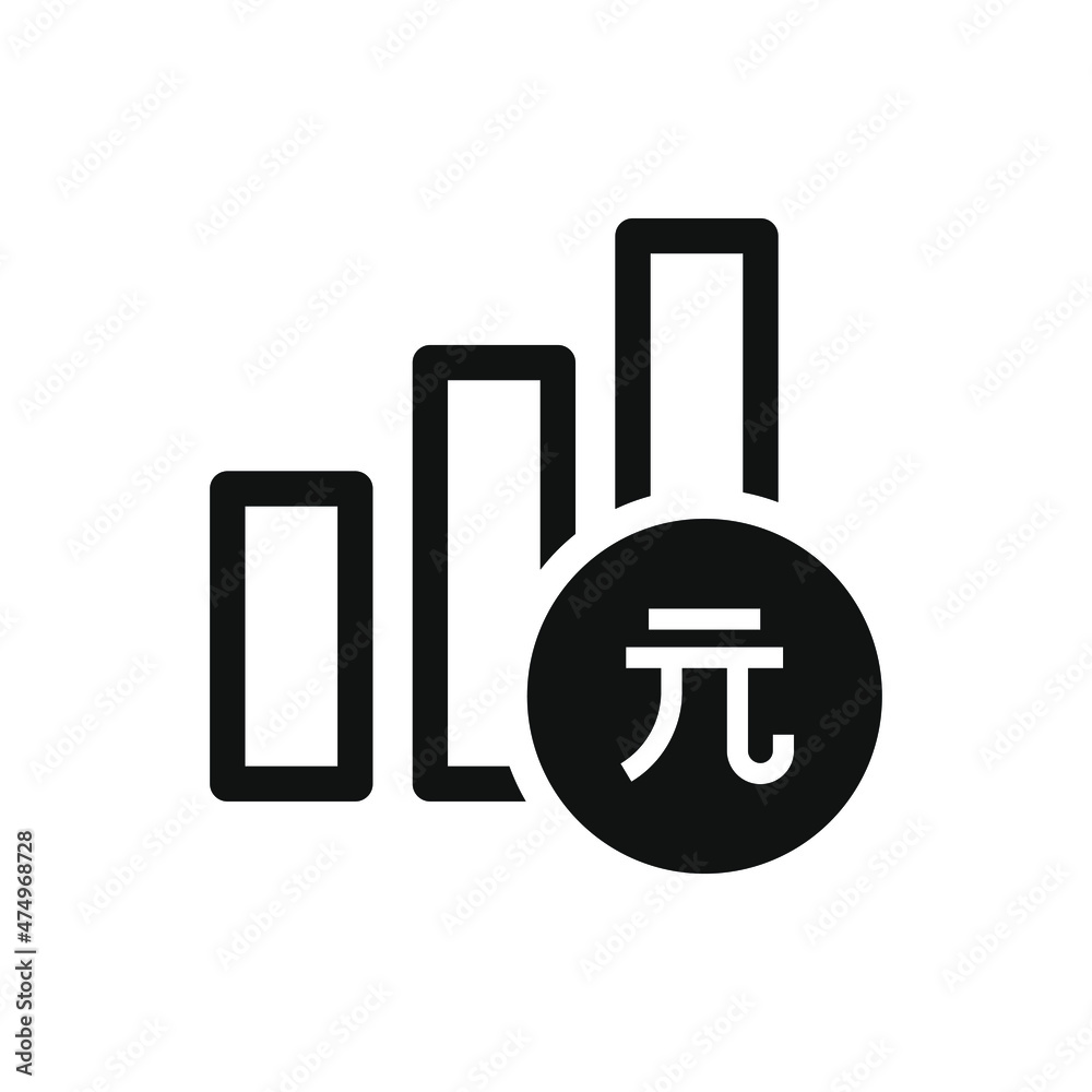 Renminbi growth. Money increase chart icon design isolated on white background. Vector illustration Renminbi growth. Money increase chart icon design isolated on white background. Vector illustration