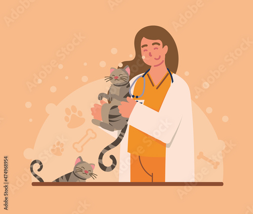 veterinarian woman with cat