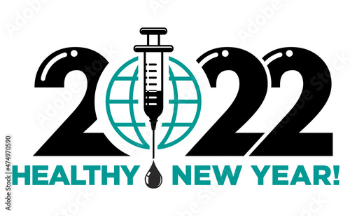 2022 is the year of global covid-19 vaccination and victory over coronavirus. Vector template for invitation, flyer, poster, greeting card.