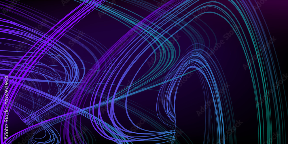 Abstract geometric illustration of doodle waves felt-tip pen with gradient on dark background. Abstract gradient background. Cover, wallpaper, flyer design. Abstract geometric illustration of doodle waves felt-tip pen with gradient on dark background. Abstract gradient background. Cover, wallpaper, flyer design.