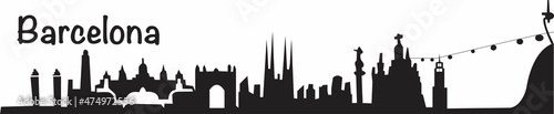 Barcelona city skyline vector  black silhouette