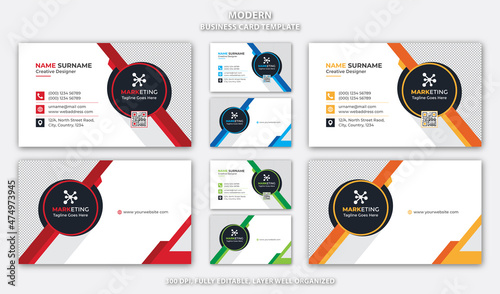 Creative Unique Modern Corporate Business Card Template Minimal Design for Office, Company, Client, Marketing, and Personal Use