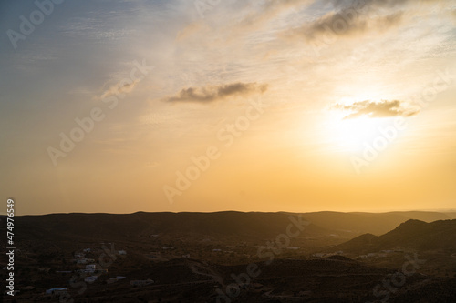 Sunset on the Dahar, south region of Tunisia 