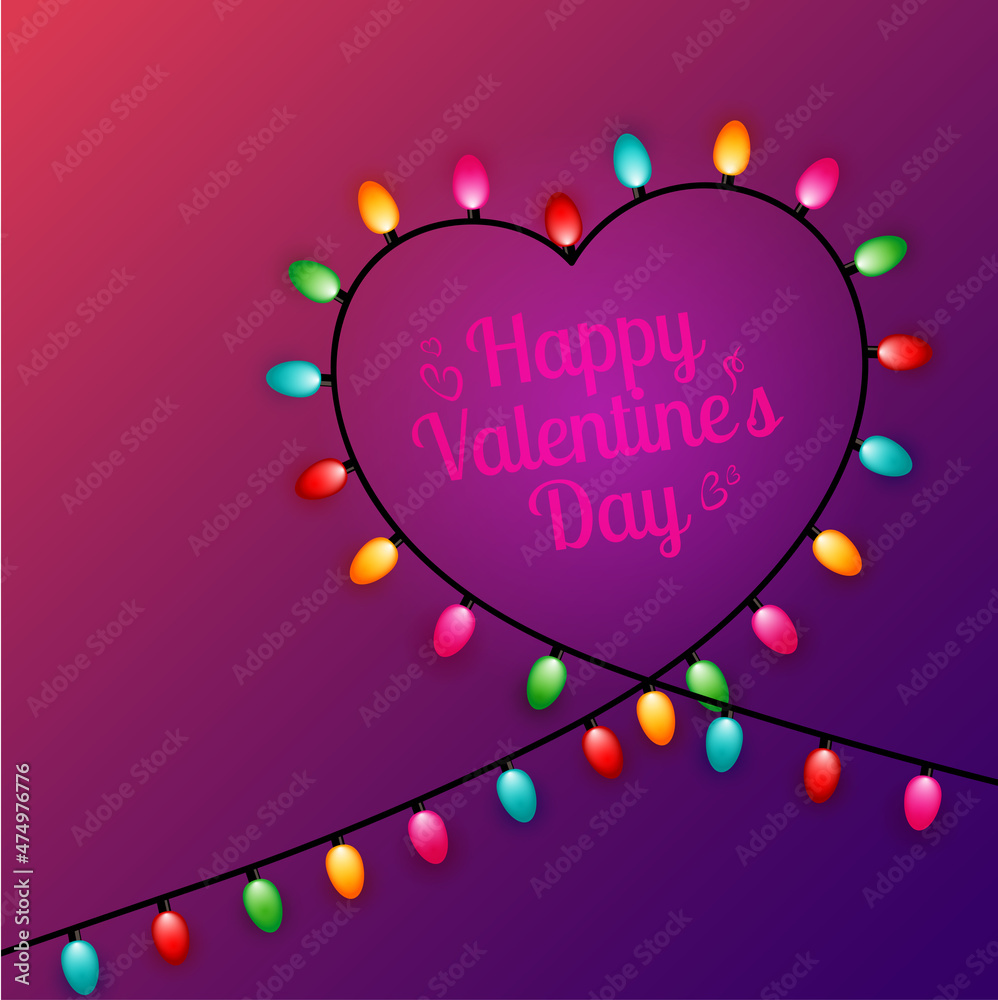 Valentines day background with bright lights. Vector