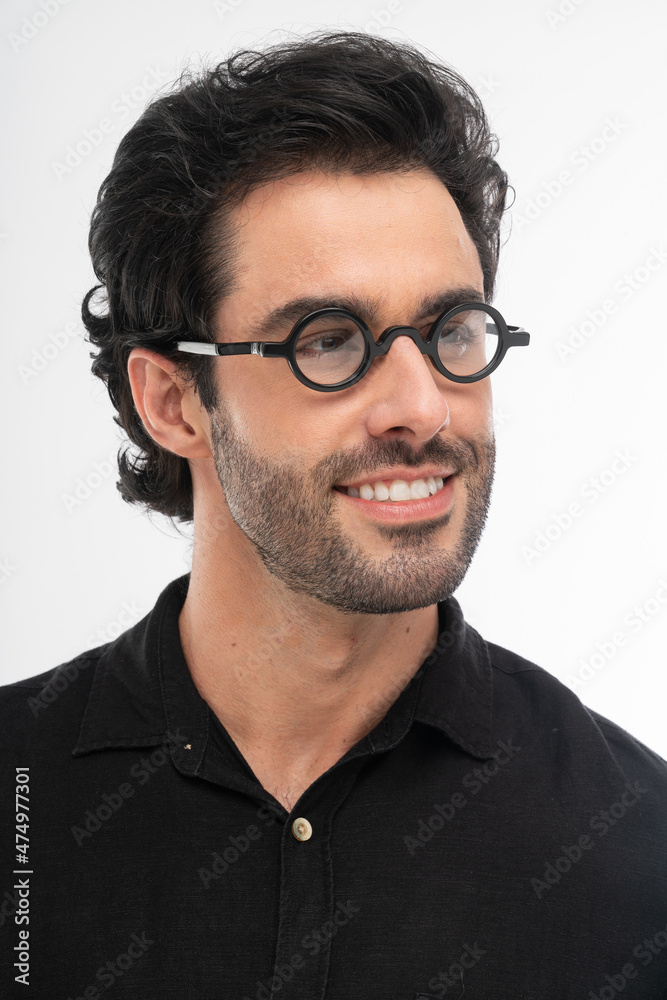 man with glasses, studio shot. man with glasses, studio shot.