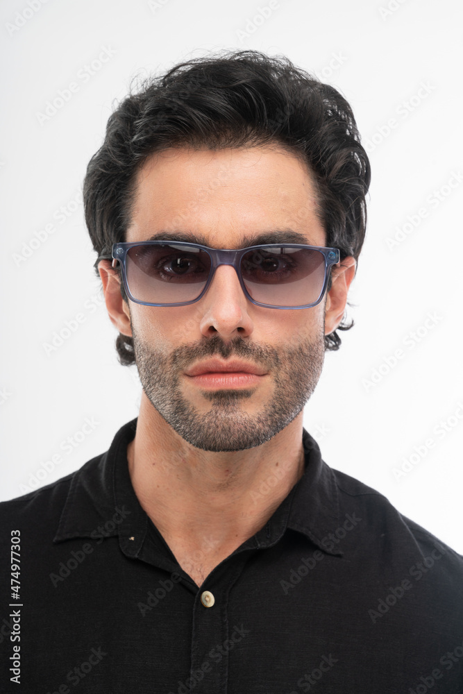 man with glasses, studio shot. man with glasses, studio shot.