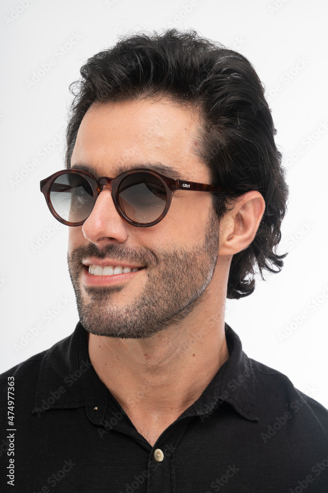 man with glasses, studio shot.