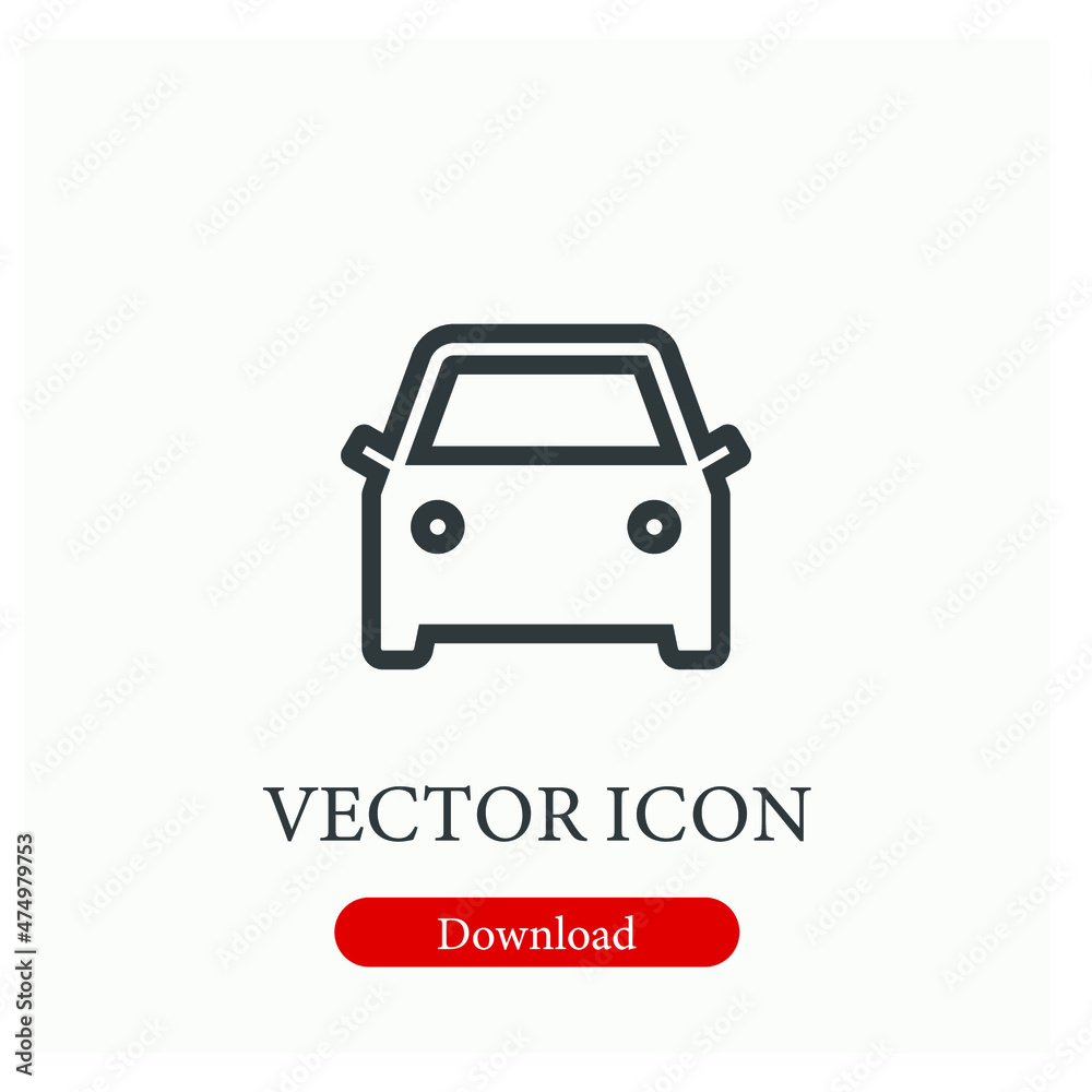 Car vector icon. Editable stroke. Symbol in Line Art Style for Design, Presentation, Website or Apps Elements, Logo. Pixel vector graphics - Vector