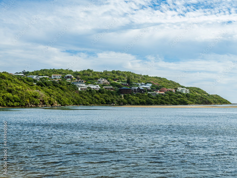 The island houses in the mountain above Sedgefield lagoon in the garden route The island houses in the mountain above Sedgefield lagoon in the garden route