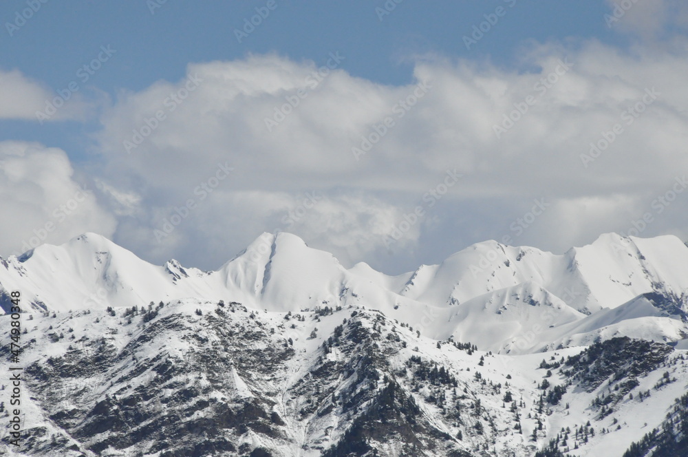 Pyrenees, France, mountain peaks, snow-capped slopes,