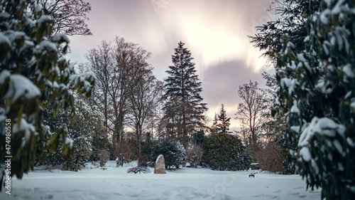 Winter landscape on a cemetary