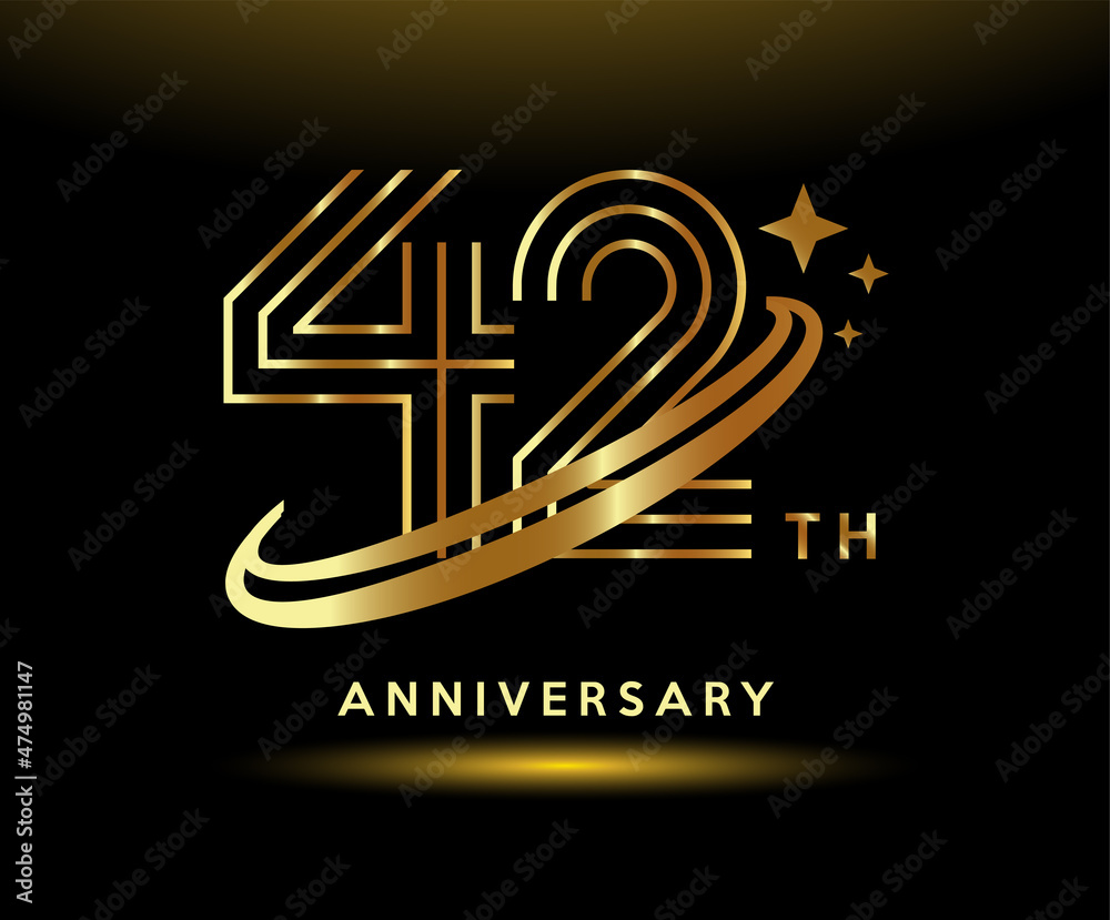 Obraz premium Golden 42 year anniversary celebration logo design inspiration