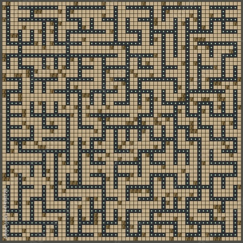 pattern with big maze made of cubes in ortho view photo