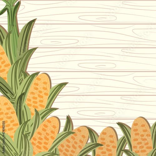 corn cobs on wooden