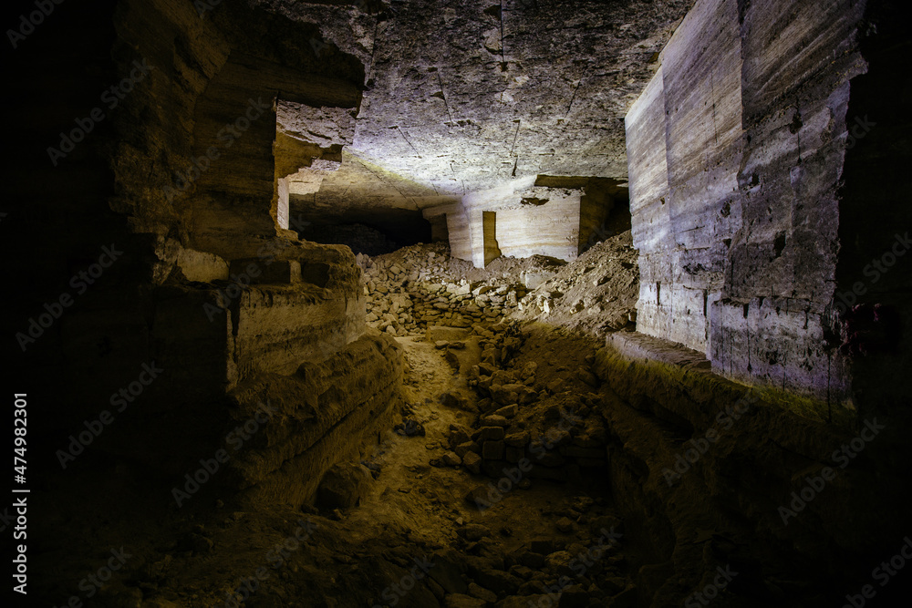 Old abandoned limestone mine in Kerch, Crimea