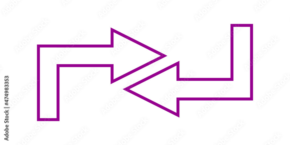 Opposite direction of arrow Icon in flat design on white background, vector illustraton. Opposite direction of arrow Icon in flat design on white background, vector illustraton.