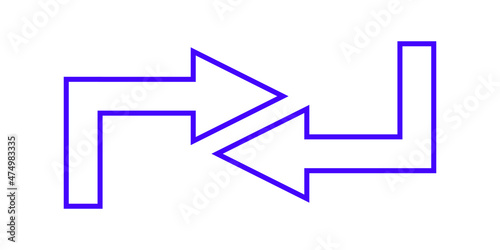 Opposite direction of arrow Icon in flat design on white background, vector illustraton.