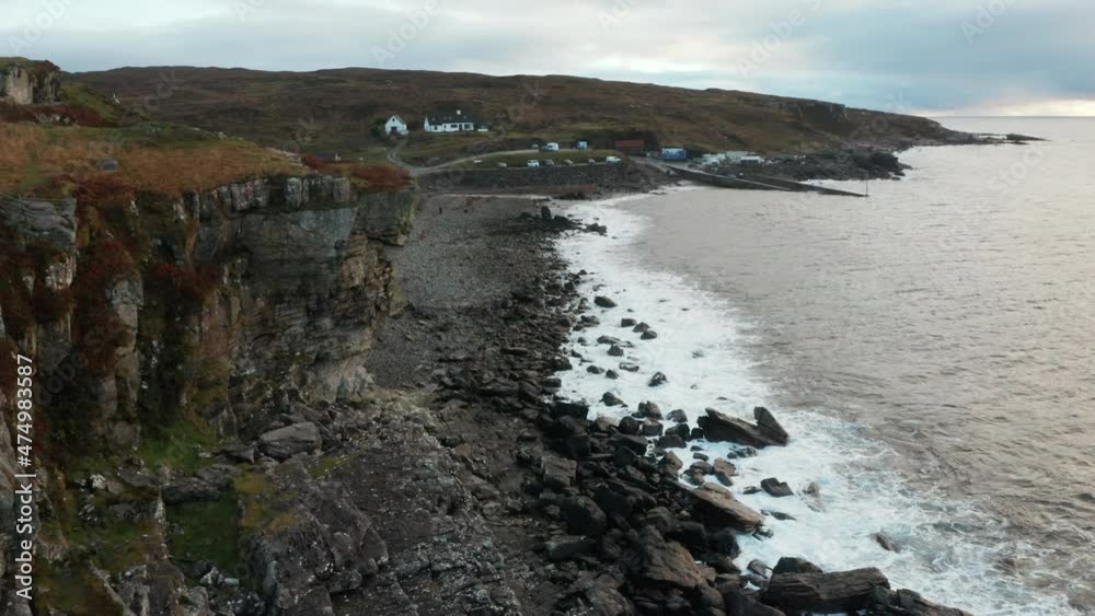Drone view of Elgol Beach, Isle of Skye, Scotland Drone view of Elgol Beach, Isle of Skye, Scotland