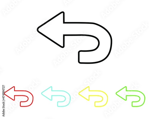 Go back return arrow icon. Go back return arrow icon sign symbol in trendy flat style. Set elements in colored icons. Go back return arrow icon illustration isolated on white background