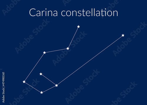 Carina zodiac constellation sign with stars on blue background of cosmic sky