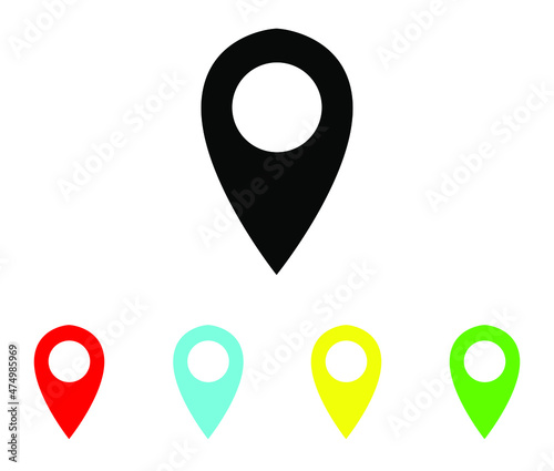 Pin icon vector. Location icon sign symbol in trendy flat style. Set elements in colored icons. Map pointer icon illustration on white background