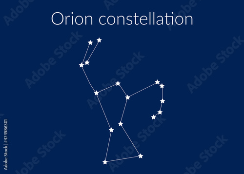 Orion zodiac constellation sign with stars on blue background of cosmic sky