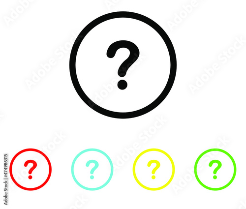 Question Mark Icon in Circle - Vector, Sign and symbol for web site design, logo, app, UI. Set elements in colored icons. Question mark icon illustration on white background