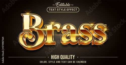Editable text style effect - Brass text style theme.