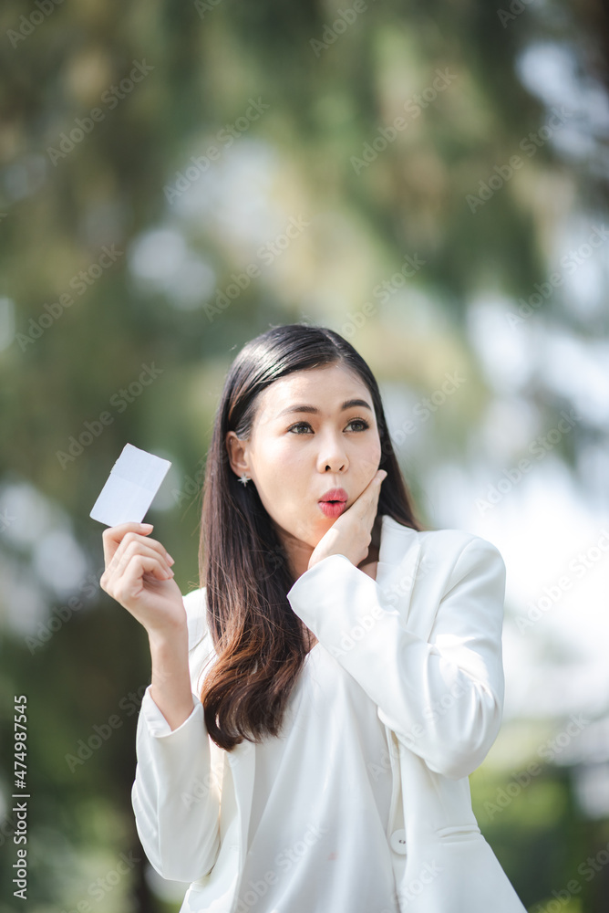 Young Asian business woman person in concept of credit card using for buying and financial Young Asian business woman person in concept of credit card using for buying and financial