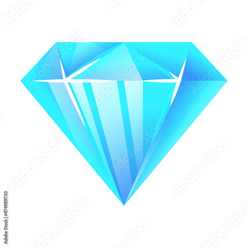 Crystal game. JEWELRY, blue diamand crystal, GUI decorations. Jewelry stone cartoon vector isolated on white background