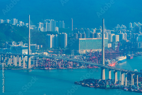 Hong Kong, China skyscraper building in modern city landscape, business urban center of Asia