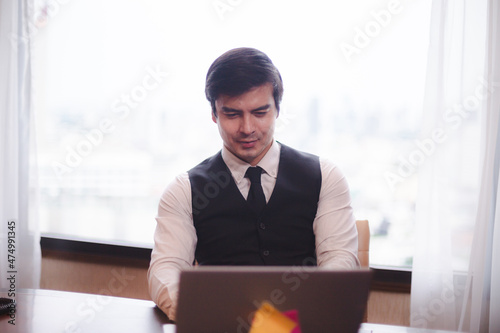 professional business male person, smart businessman are happy at modern office