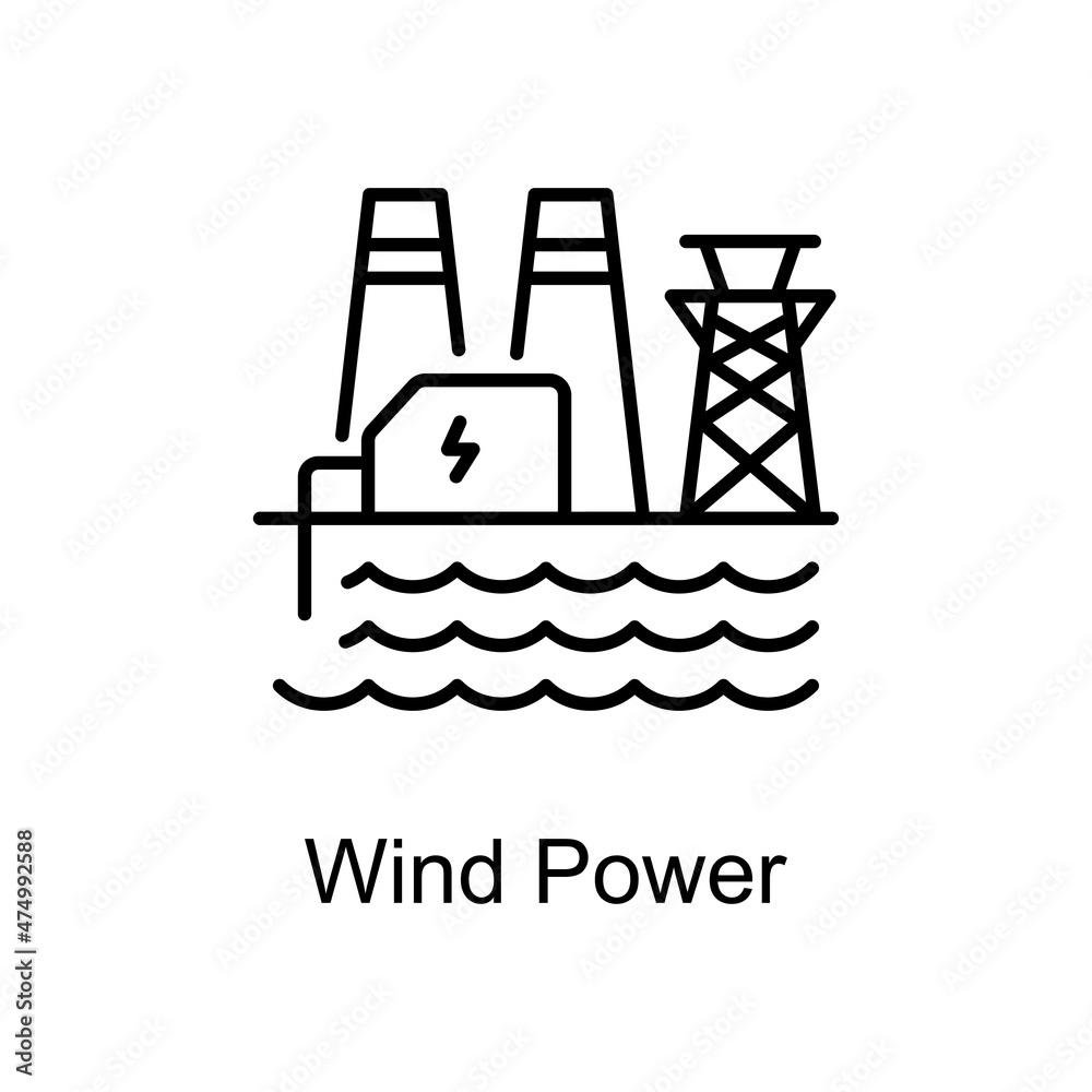 Wind Power vector outline icon for web isolated on white background EPS 10 file Wind Power vector outline icon for web isolated on white background EPS 10 file