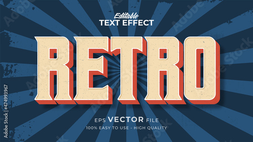 Editable text style effect - retro text in grunge style theme