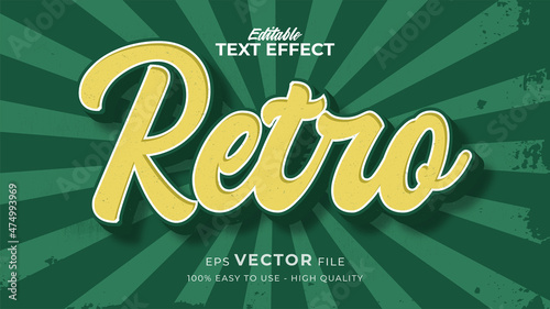 Editable text style effect - retro text in grunge style theme