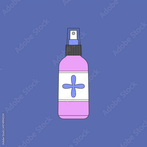 Vector illustration of makeup fixer in spray. Beauty products and online shopping. Korean cosmetics. Can be used as illustration in magazine, banner, social media, highlights, typographic design