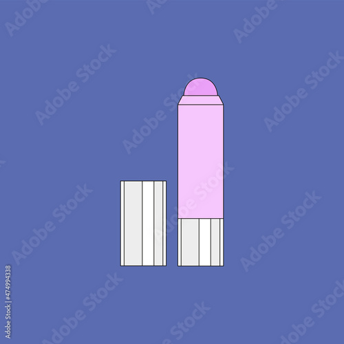 Vector illustration of blush in stick. Beauty products and online shopping. Korean cosmetics. Can be used as illustration in magazine, banner, social media, highlights, web design. Makeup concept.