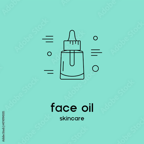 Vector icon of face oil. Beauty products and online shopping. Korean cosmetics. Can be used as illustration in magazine, banner, social media, highlights, typographic, web design. Skin care concept.