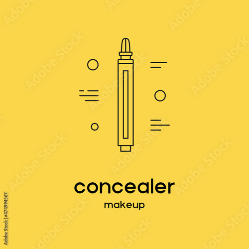 Vector icon with concealer. Beauty products and online shopping. Korean cosmetics. Can be used as illustration in magazine, social media, highlights, typographic and web design. Makeup concept.