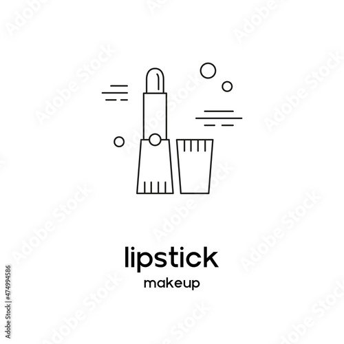 Vector icon with lipstick. Beauty products and online shopping. Korean cosmetics. Can be used as illustration in magazine, social media, highlights, typographic and web design. Makeup concept.