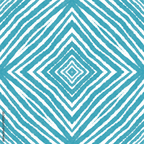 Medallion seamless pattern. Turquoise symmetrical