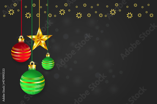 Christmas ball decoration with Christmas text space invitation and Christmas background design
