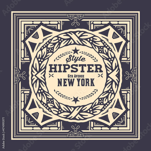 Western card with vintage style
