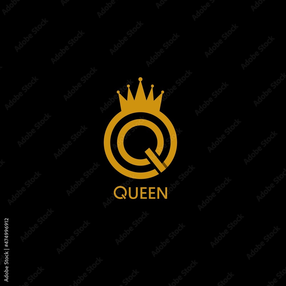 golden beauty queen with crown template logo vector illsutration golden beauty queen with crown template logo vector illsutration