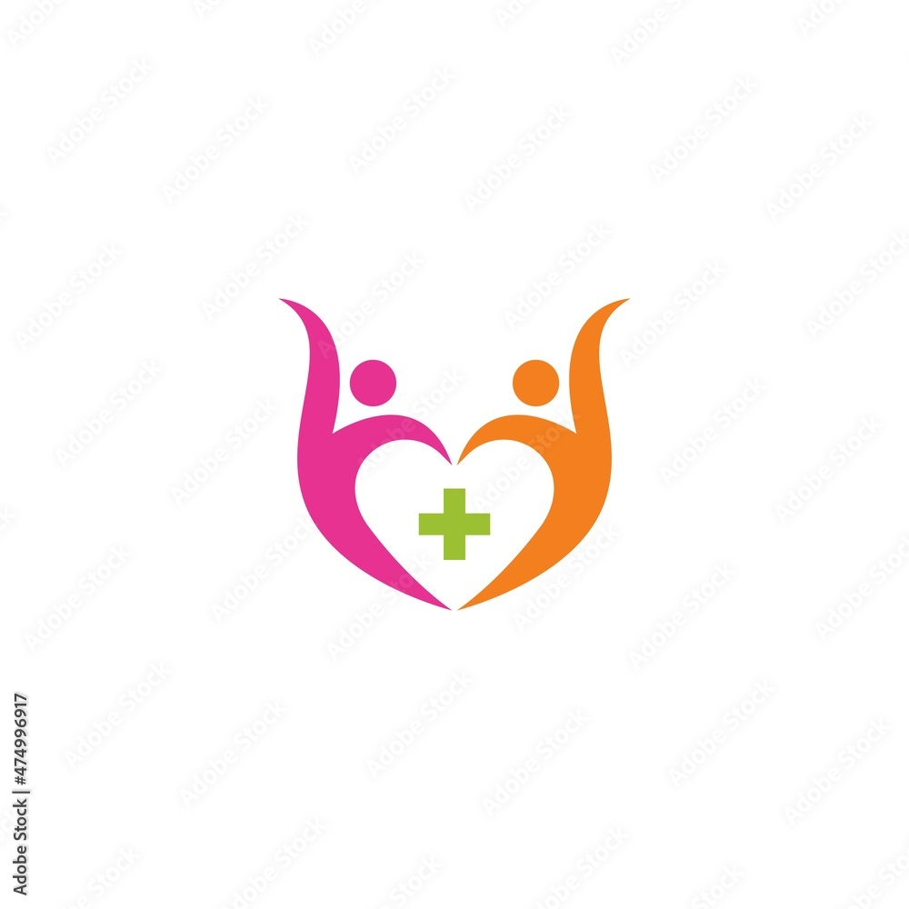 Fototapeta premium people love medical logo vector icon illustration