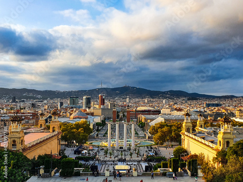 View from Museu Nacional d'art de Catalunya towards placa espanya. 